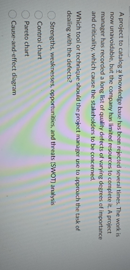  A project to catalog a knowledge base has been rejected several