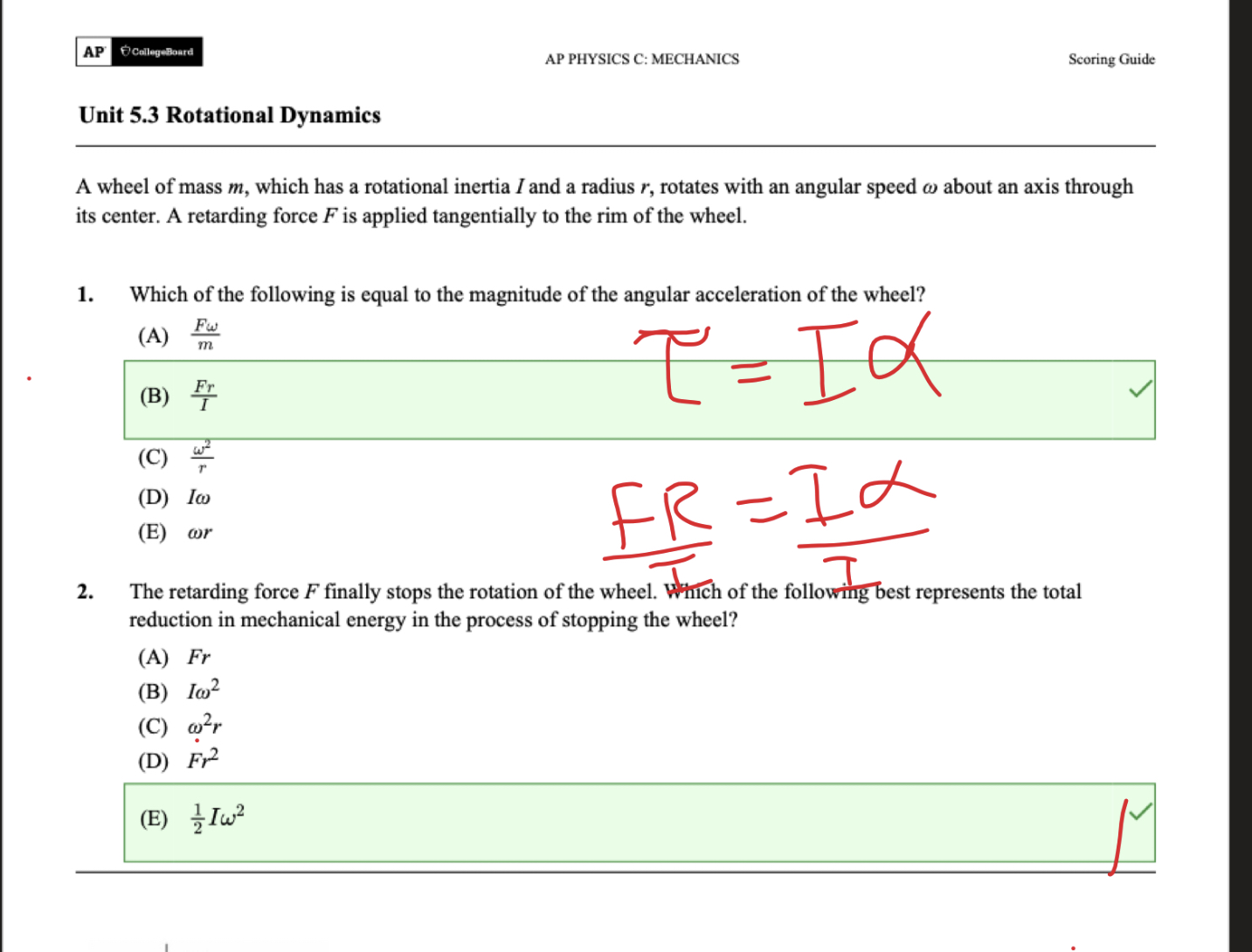 mass m, as shown above. The string does not slip on the