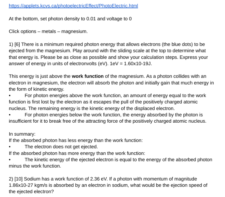 httpszfrappletskcvs.carphotoelectricEechhotoElectric. html At the bottom. set photon density to ill and