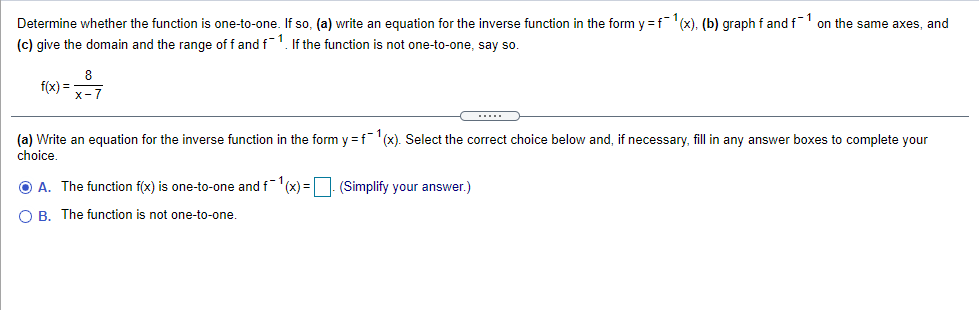  Determine I.rrrhether the function is onetoone. If so, {a} write an