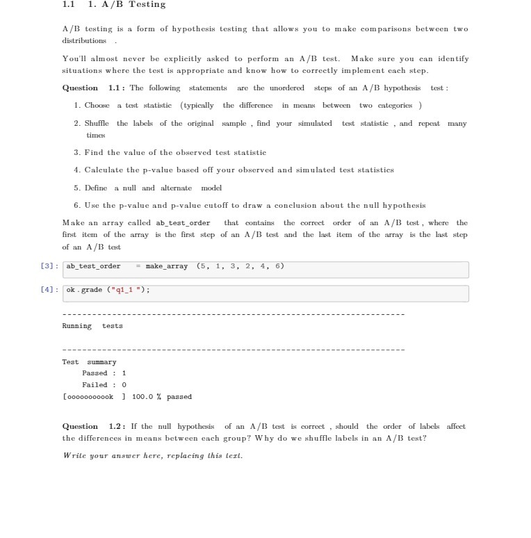 1.1 1. A/B Testing A/B testing is a form of hypothesis
