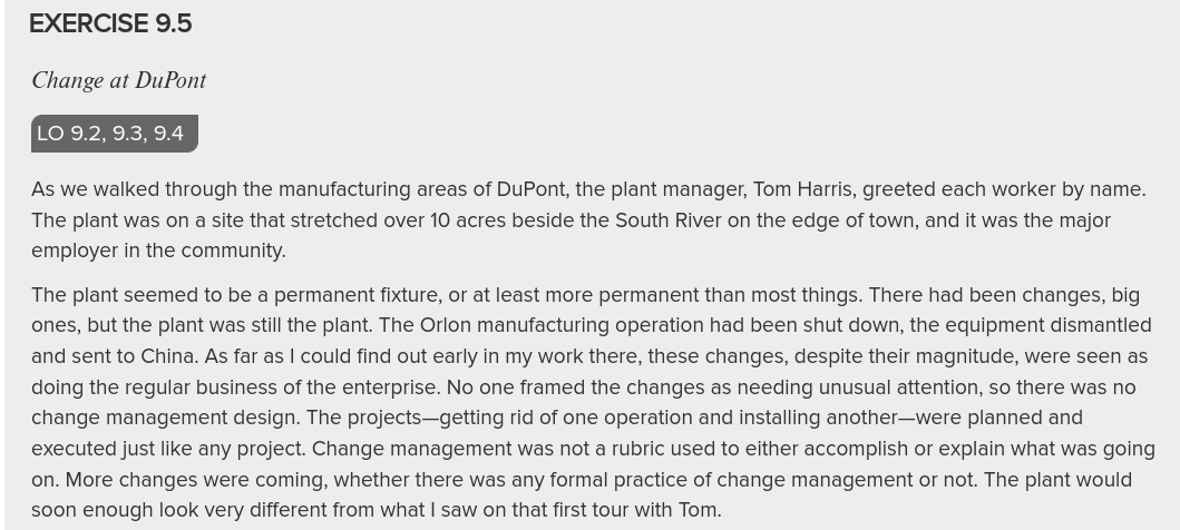 EXERCISE 9.5 Change at DuPont Ko R e - Rc -