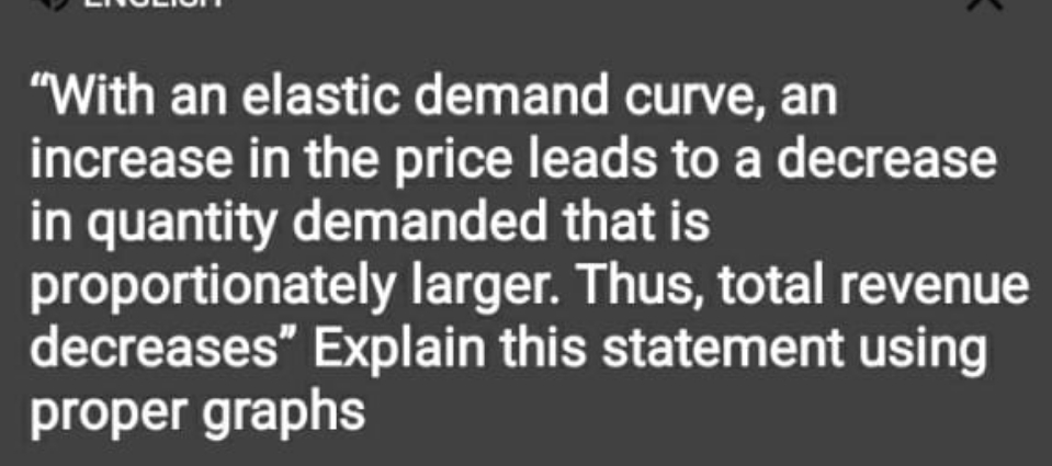 answer please "With an elastic demand curve, an increase in the price