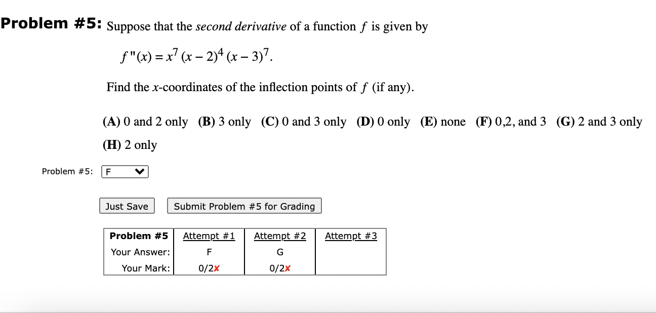 PrOblem #5: Suppose that the second derivative of a function f