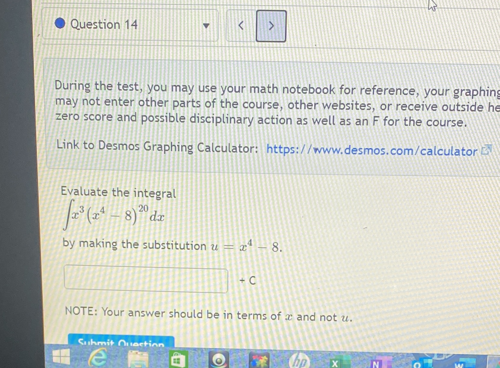 Question 14 During the test, you may use your math notebook