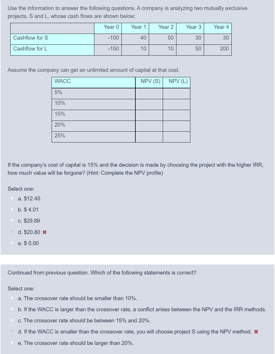 Having trouble with this question. Show work if possible Use the information