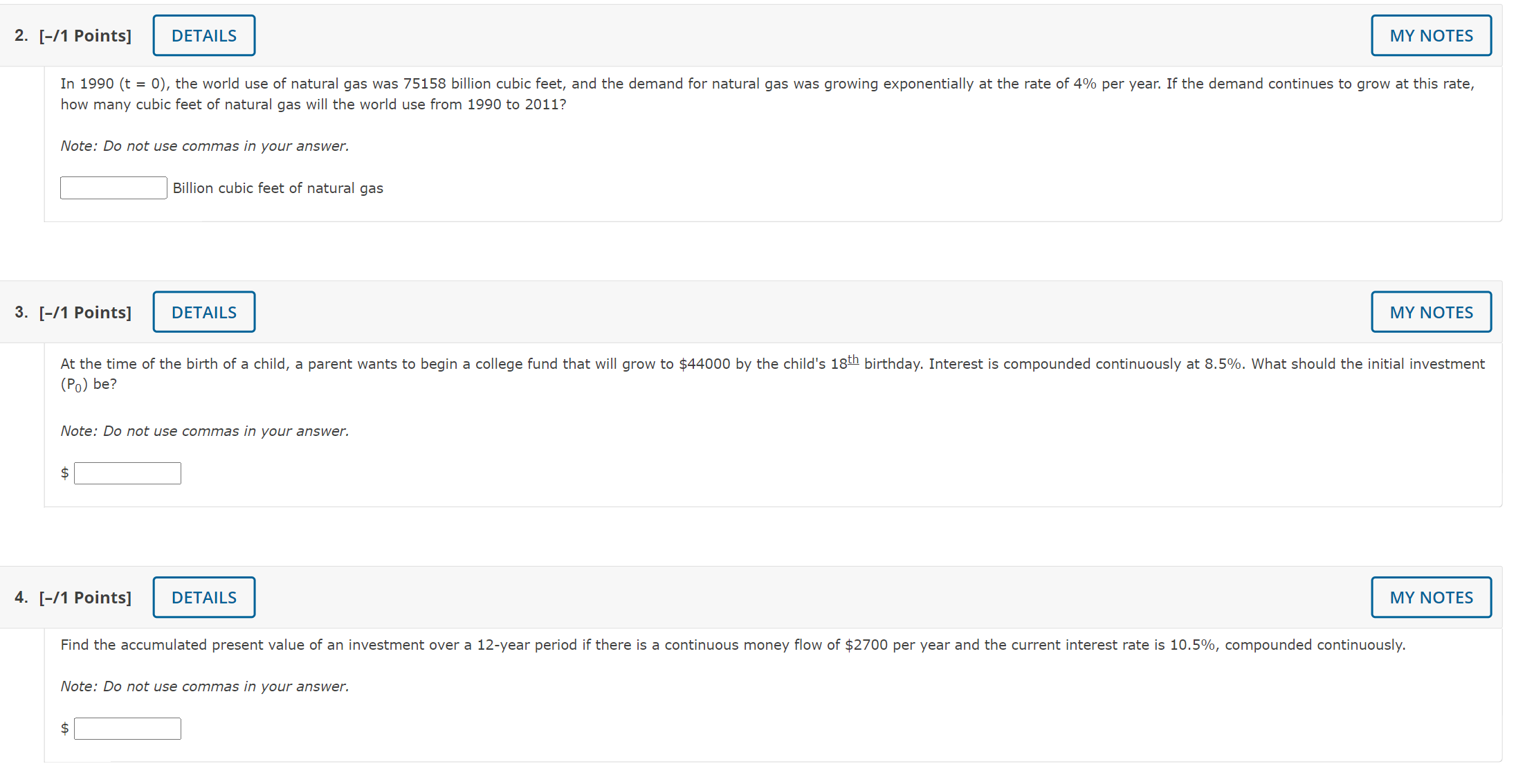  2. [/1 Points] In 1990 (t = 0), the world use