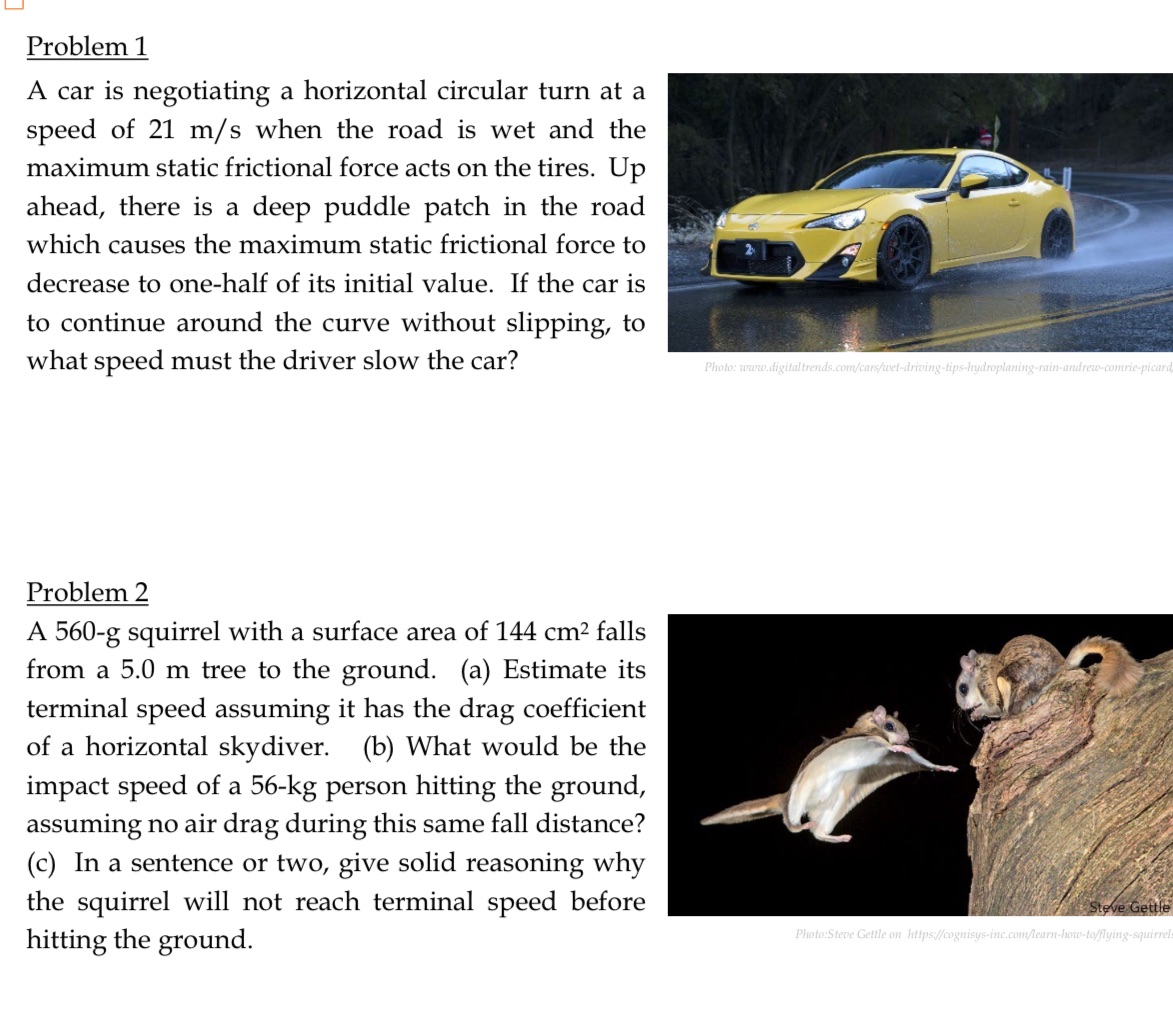 Problem 1 A car is negotiating a horizontal circular turn at