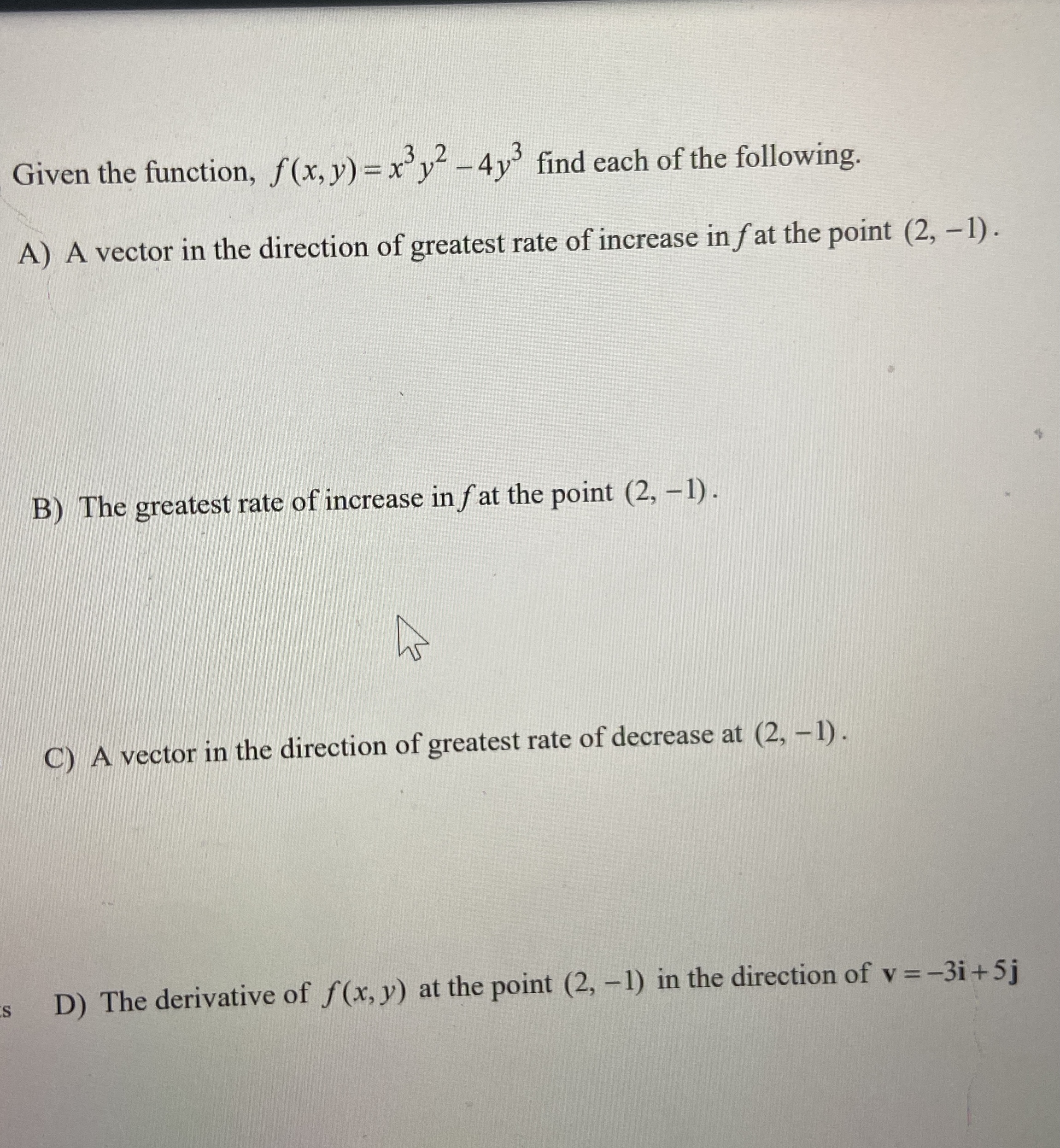 Can I get help with these two questions? Given the function, f(x,
