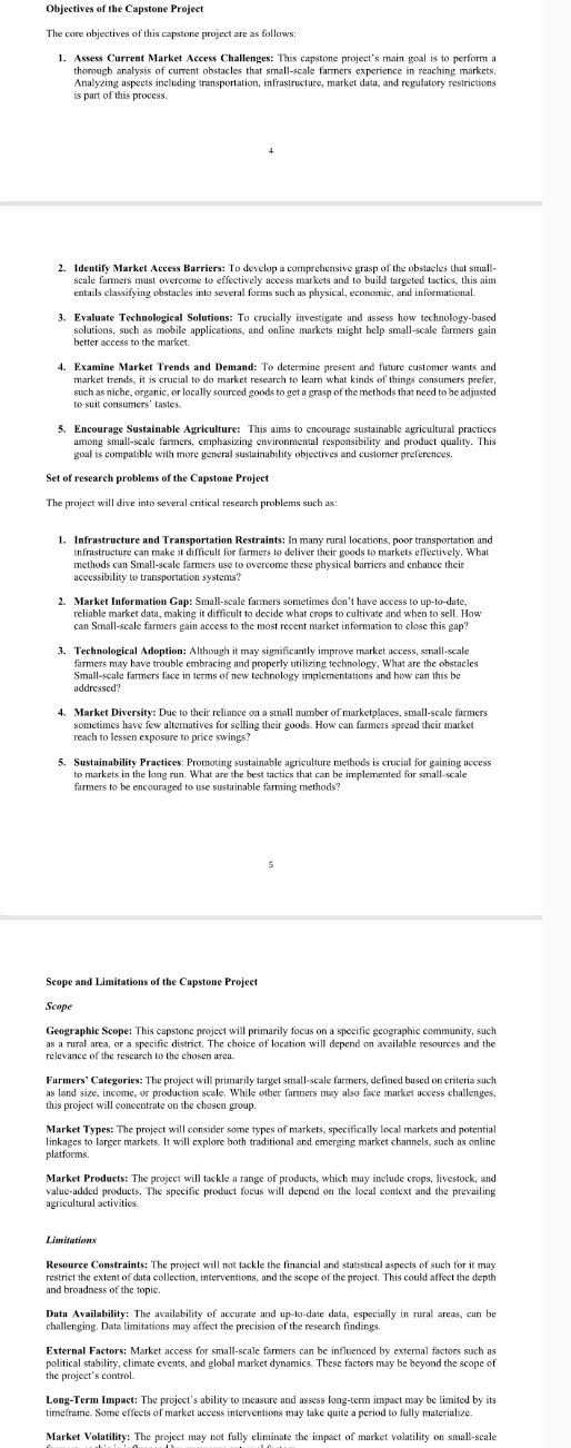 Kindly write an appropriate/suitableAppendix for the capstone given below regarding small-scale farmers