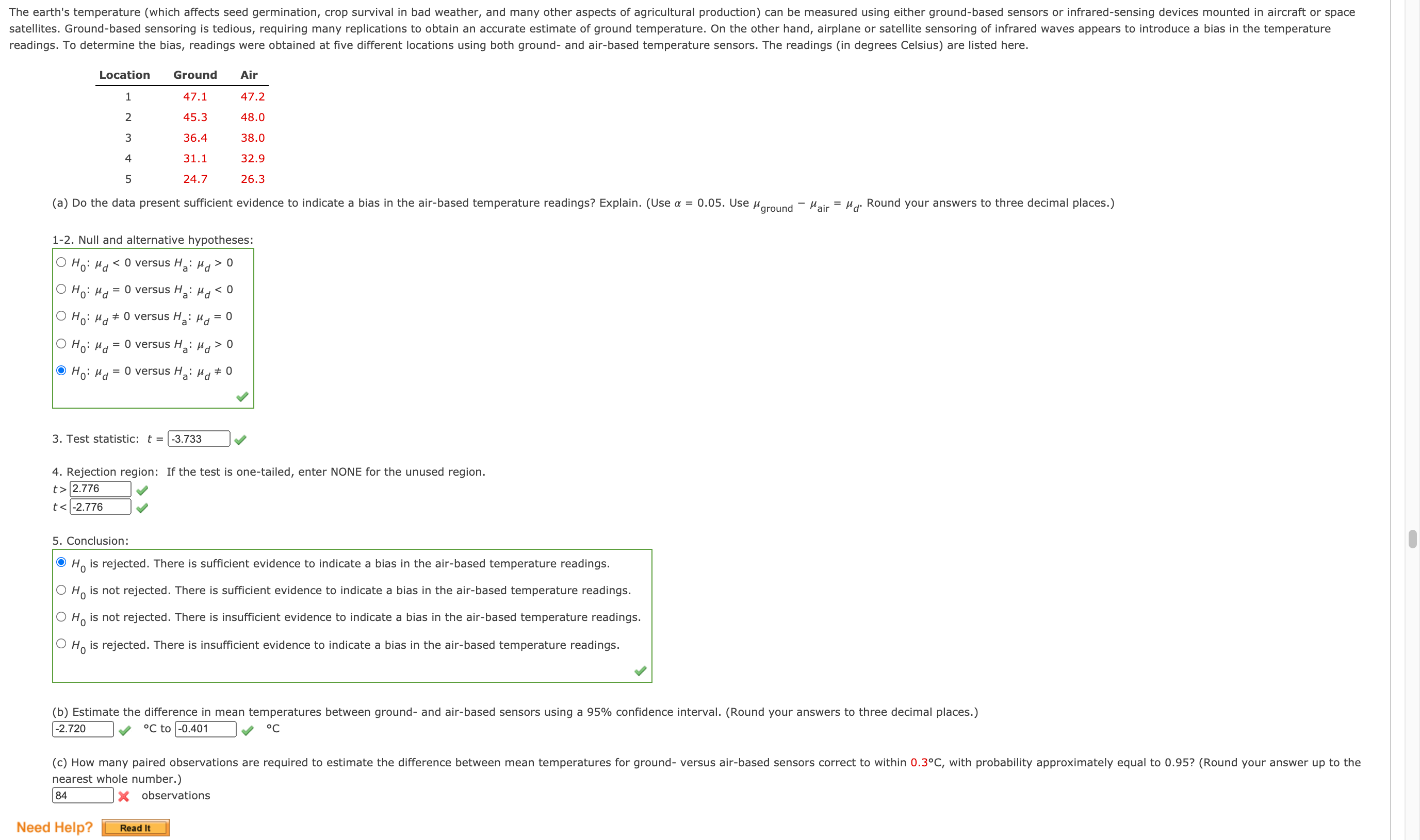 stats help The earth's temperature (which affects seed germination, crop survival in