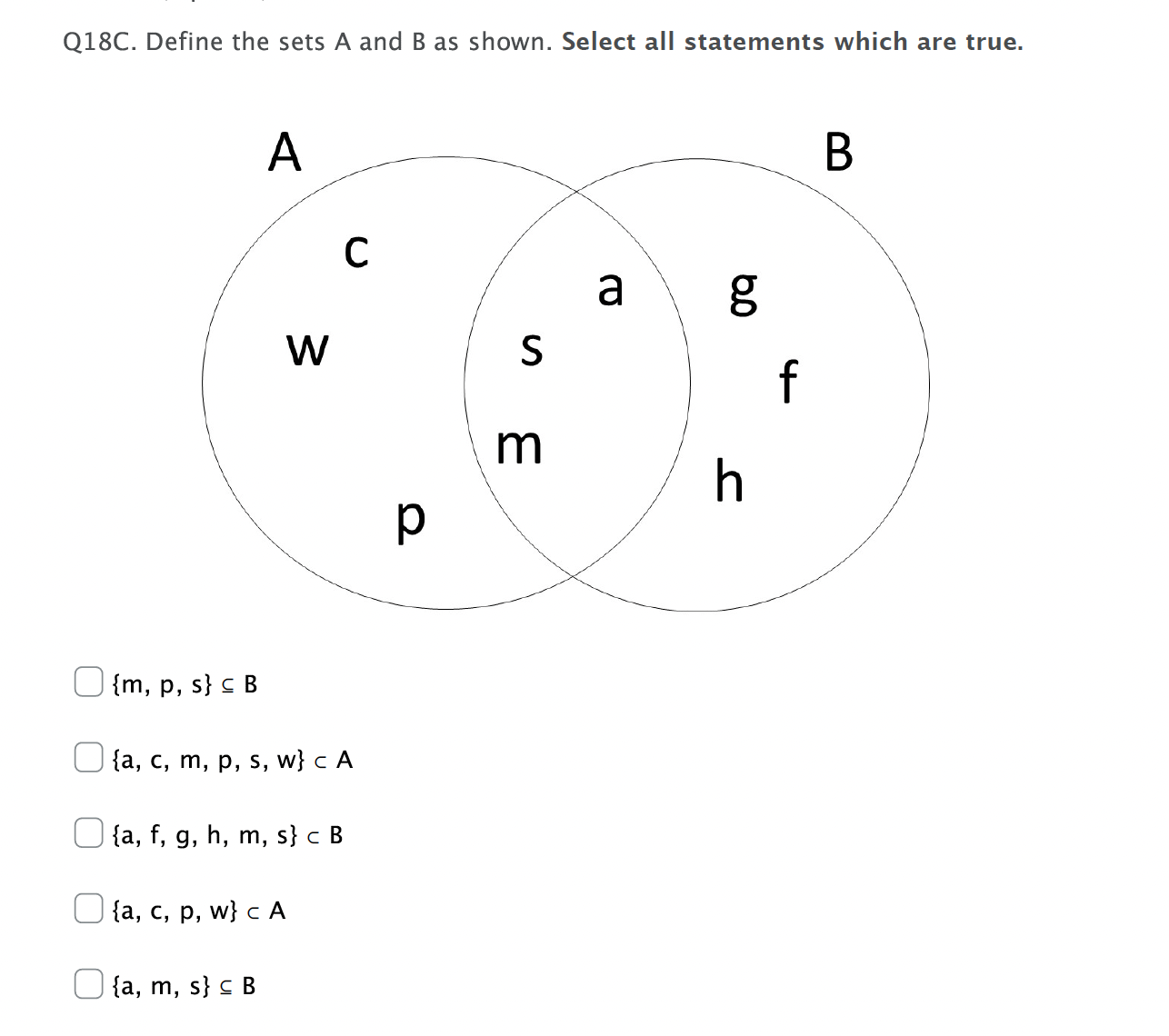 Find (A n B) u c. A *Express the set using roster