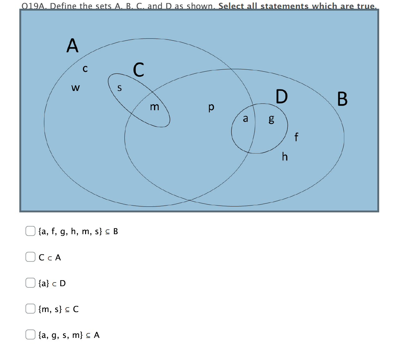 notation and with letters ordered alphabetically, such as {d, n, x, 2}.