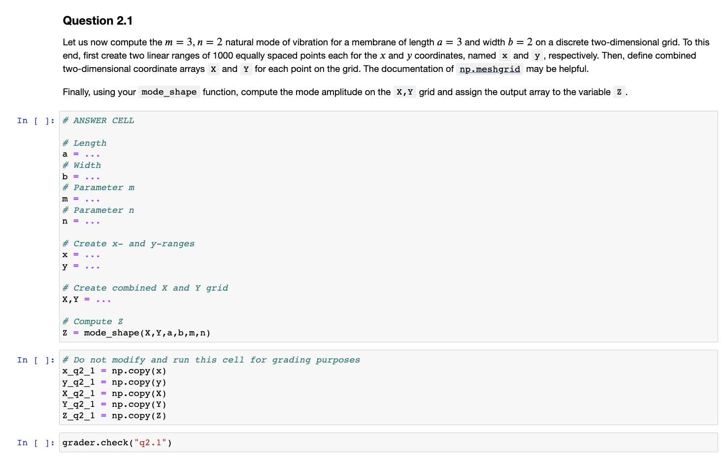 examine the natural modes of vibration of a rectangular membrane of length