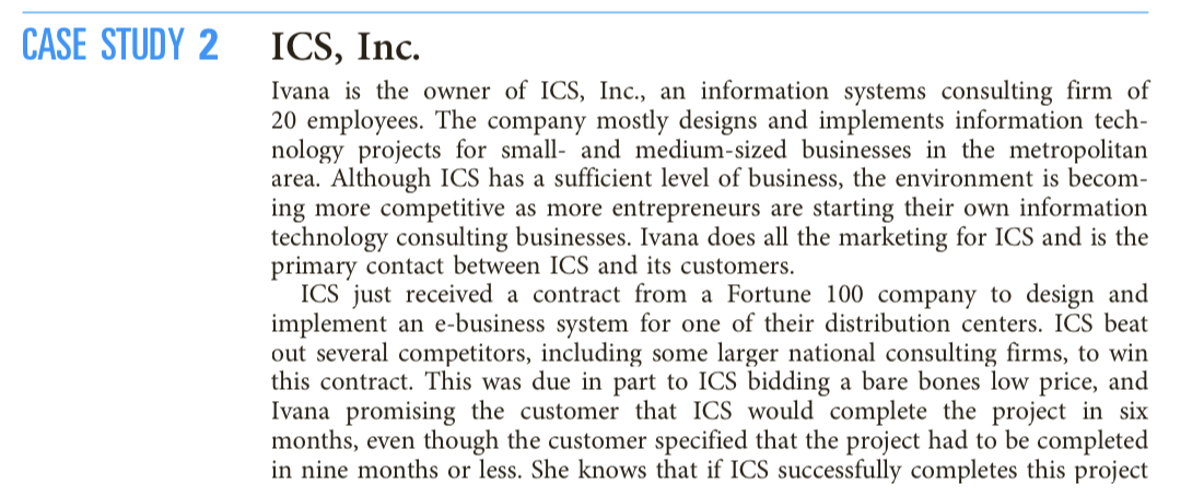 Inc." and answer the 4 questions at the end of the case