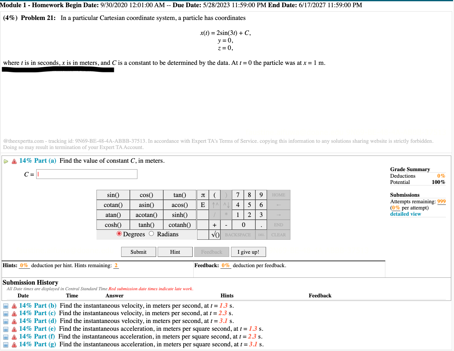  Module 1 - Homework Begin Date: 9/30/2020 12:01:00 AM -- Due
