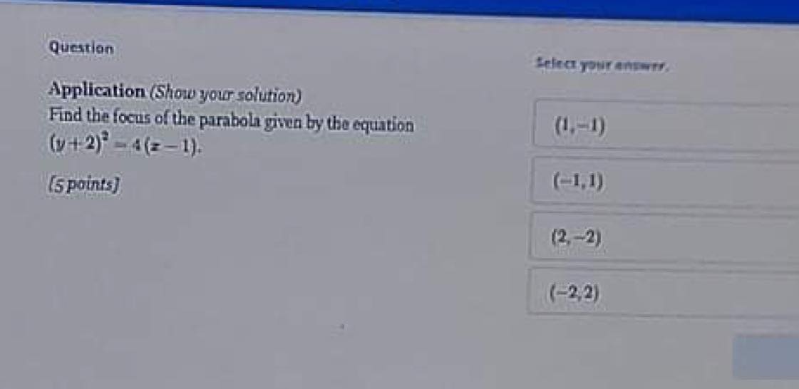 a fixed point not on the Directrix line. What do you call