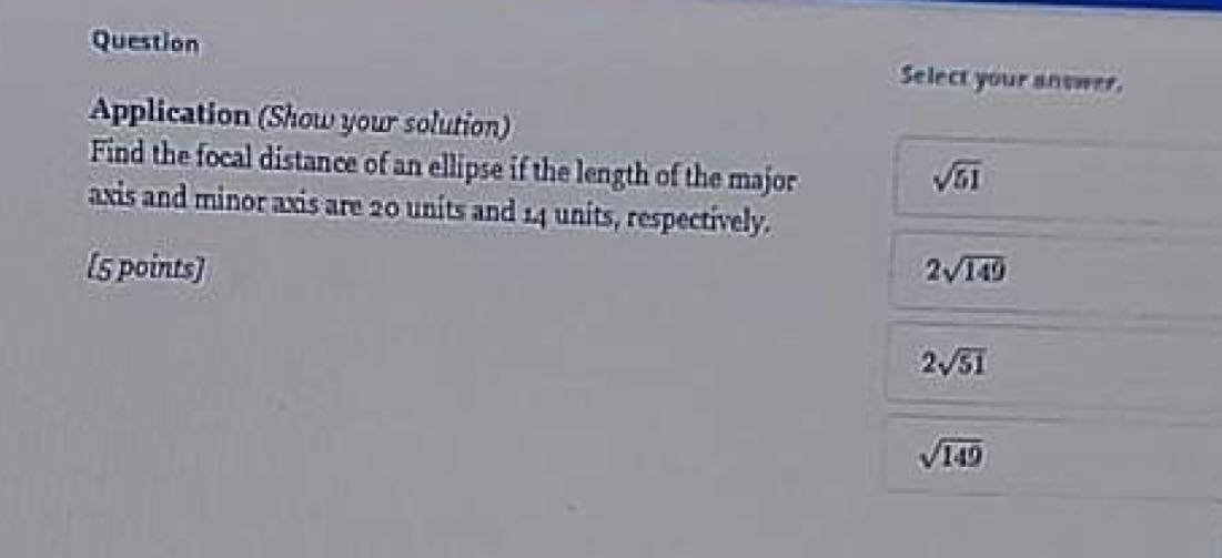 your solution) Find the focus of the parabola given by the equation