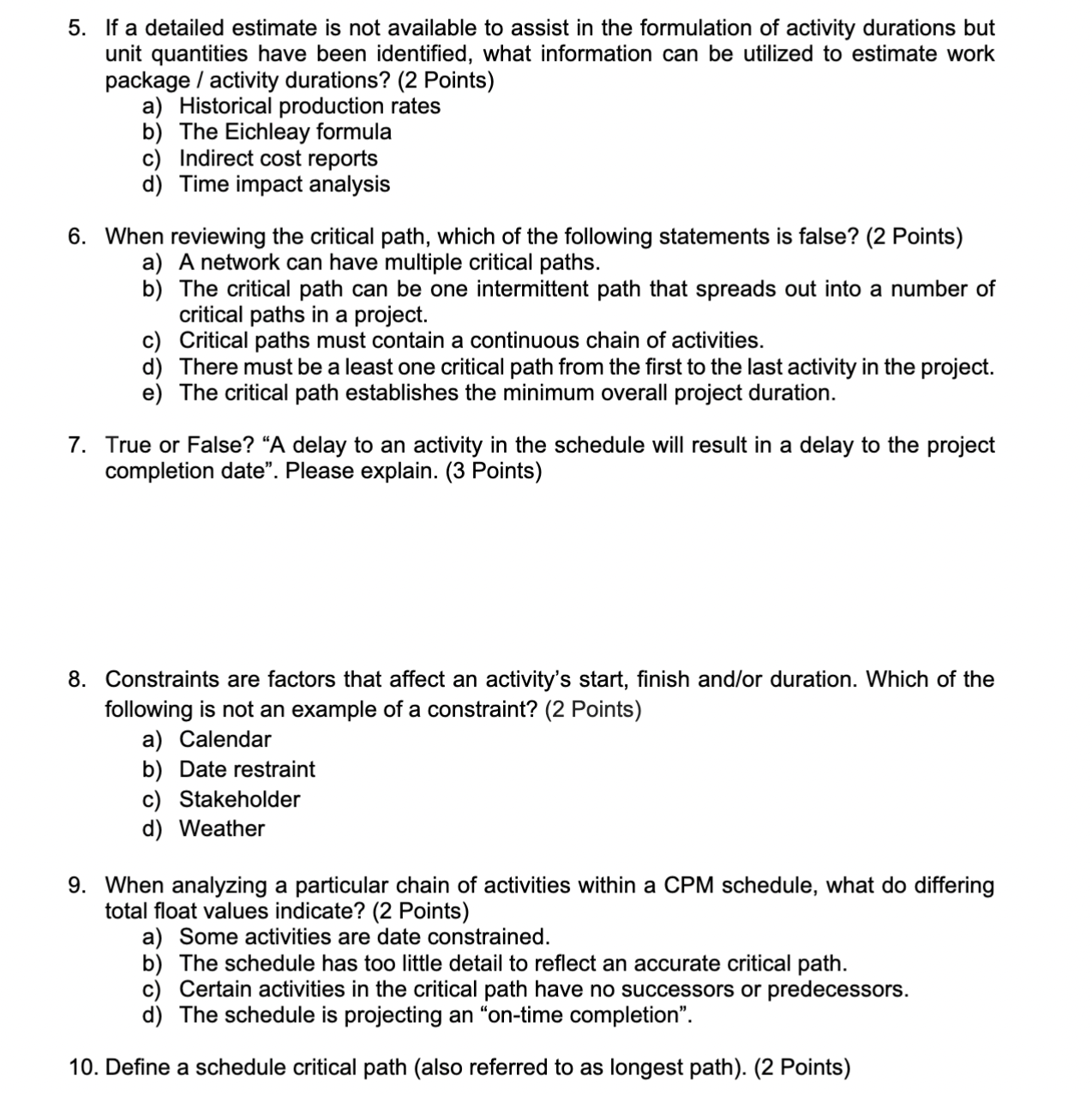 on a series of related construction activities, and the projected number of