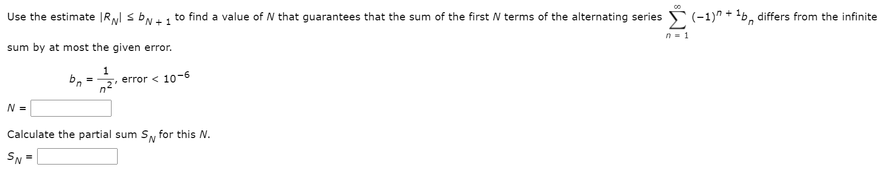 'l' lbn differs from the infinite n = 1 sum by at