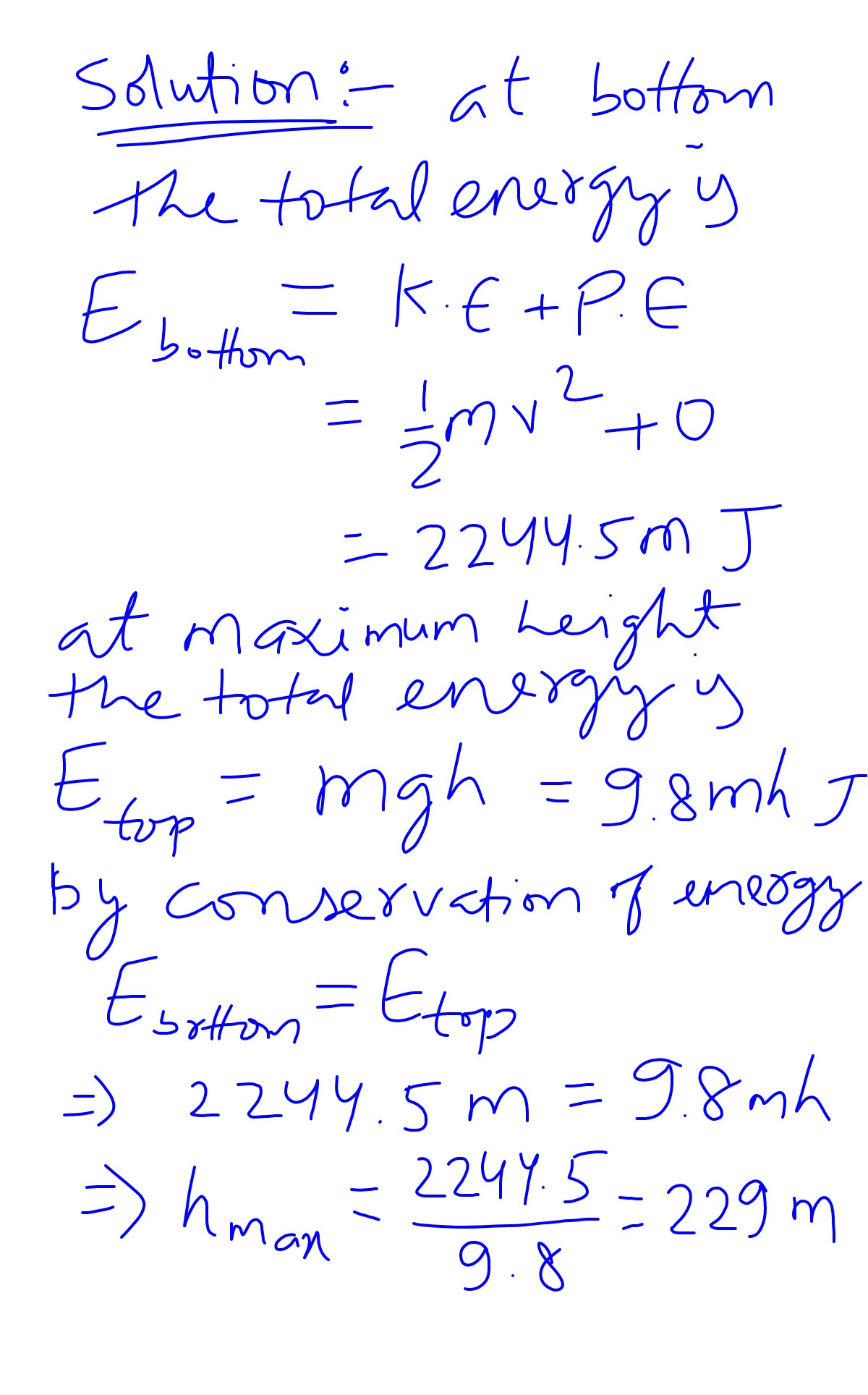 upwards at 67 111/3. Find the height at which the m Ck