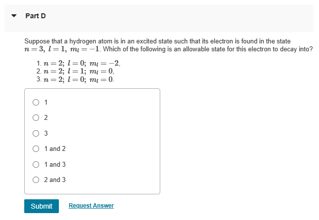 atomic Which of the following is an allowed transition? states is allowed.