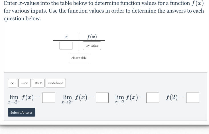 help is appreciated, thank you!1. Enter x-values into the table below to