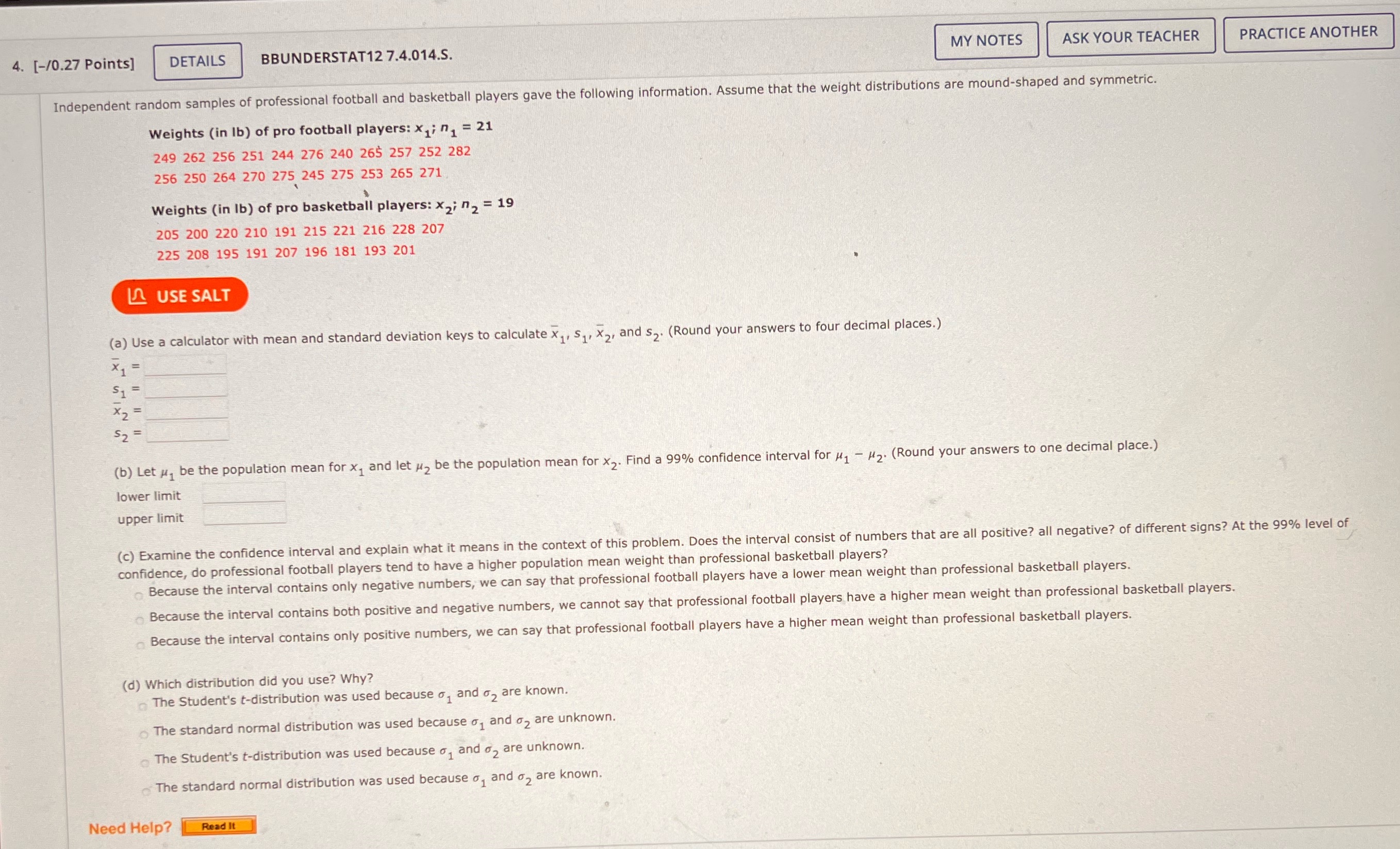  4. [-/0.27 Points] DETAILS BBUNDERSTAT12 7.4.014.S. MY NOTES ASK YOUR TEACHER