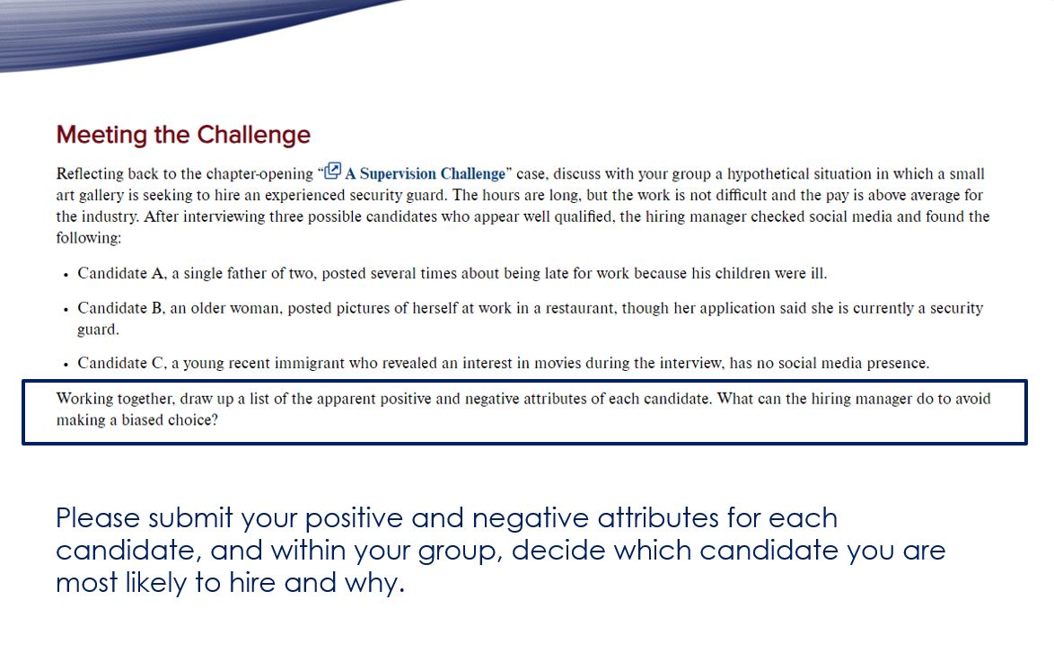 Meeting the Challenge Reflecting back to the chapter-opening 2 A Supervision