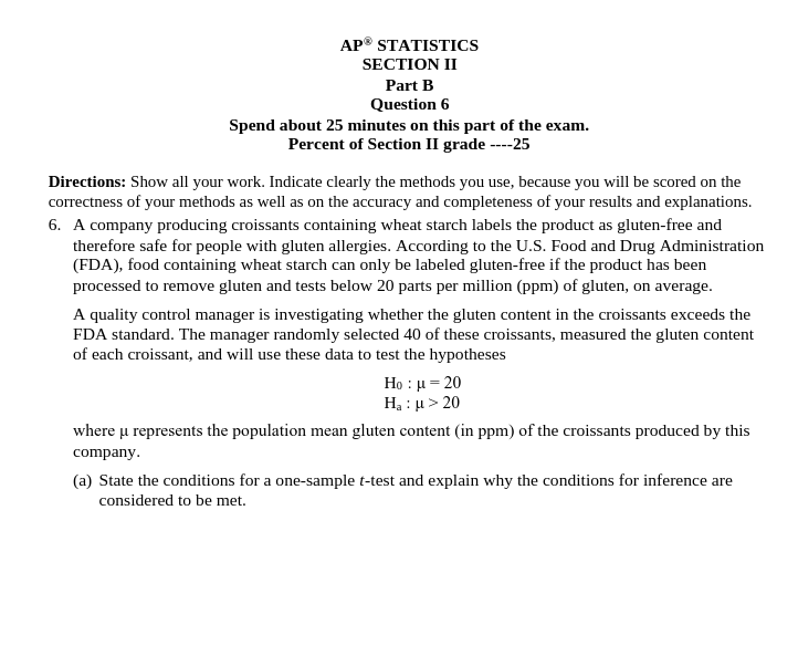 Air- STATISTICS SECTtoN II Part B Question 6 Spend about 25