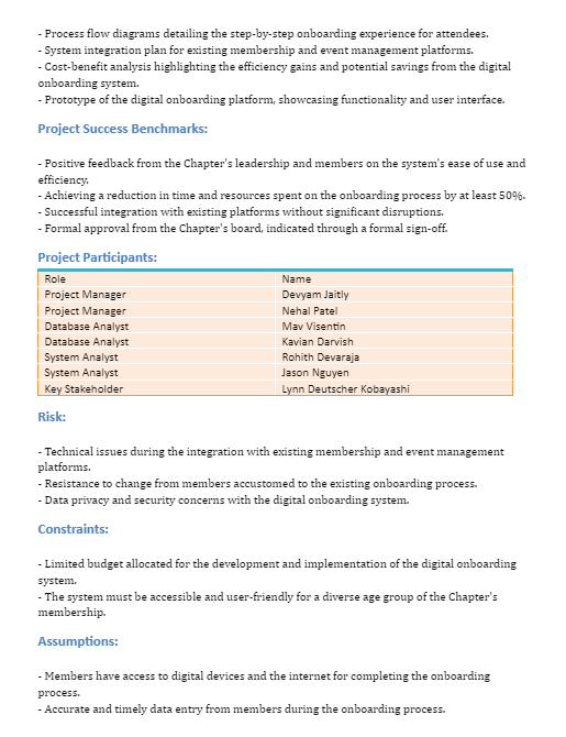Onboarding Streamlining Project Description: The National Association of Japanese Canadians Greater Toronto
