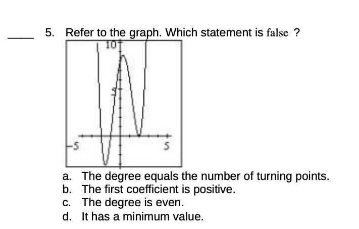 5. Refer to the graph. Which statement is false ? 10