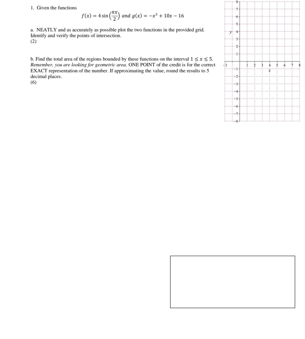 worksheet practice 1. Given the functions {(x) = 4sin (zx) and 90:)