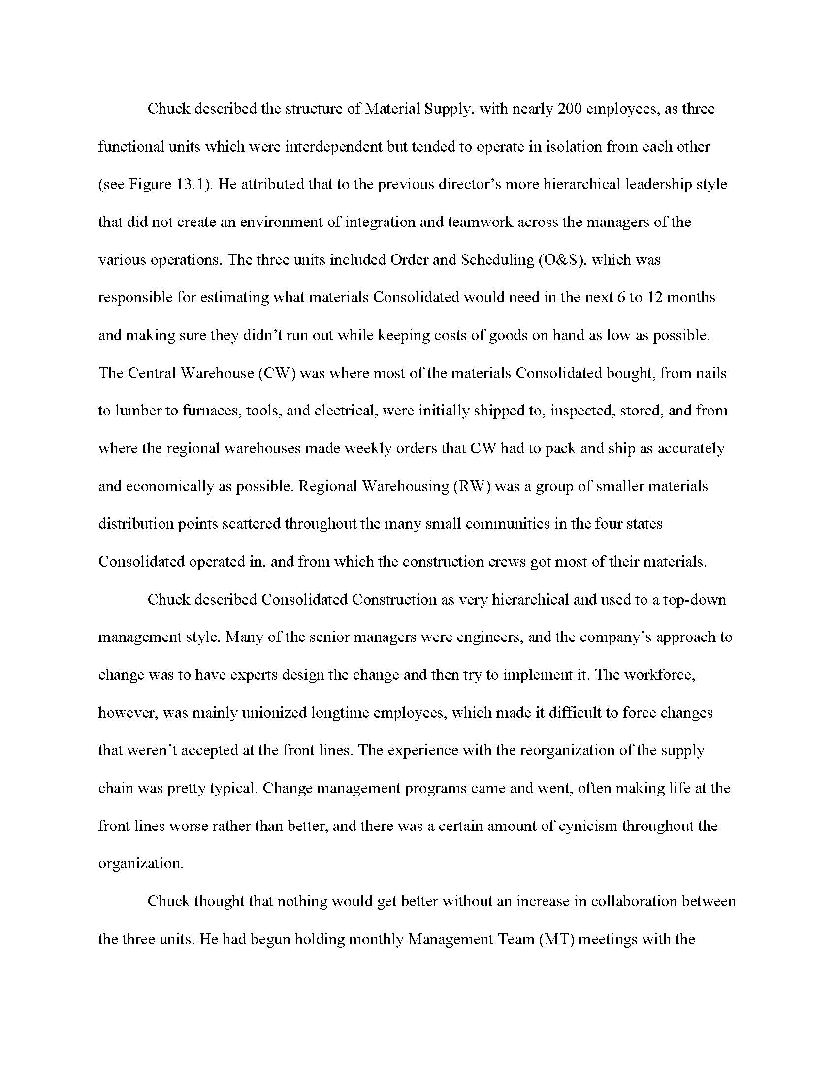 (Part 2): Consolidated Construction Materials Supply - 1: A Case Study in