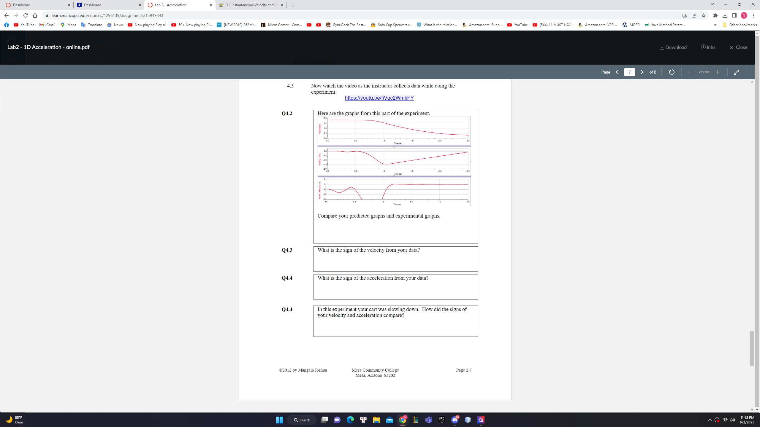 Param... Download G) Info LAB 2: ACCELERATED MOTION IN I-D Int10duction In