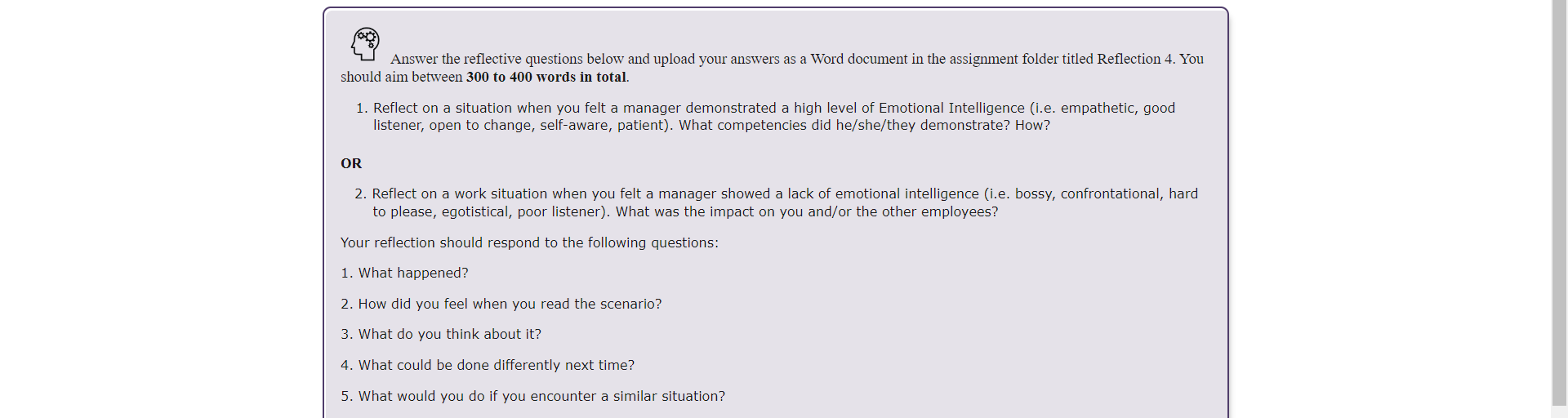  @ Answer the reflective questions below and upload your answers as