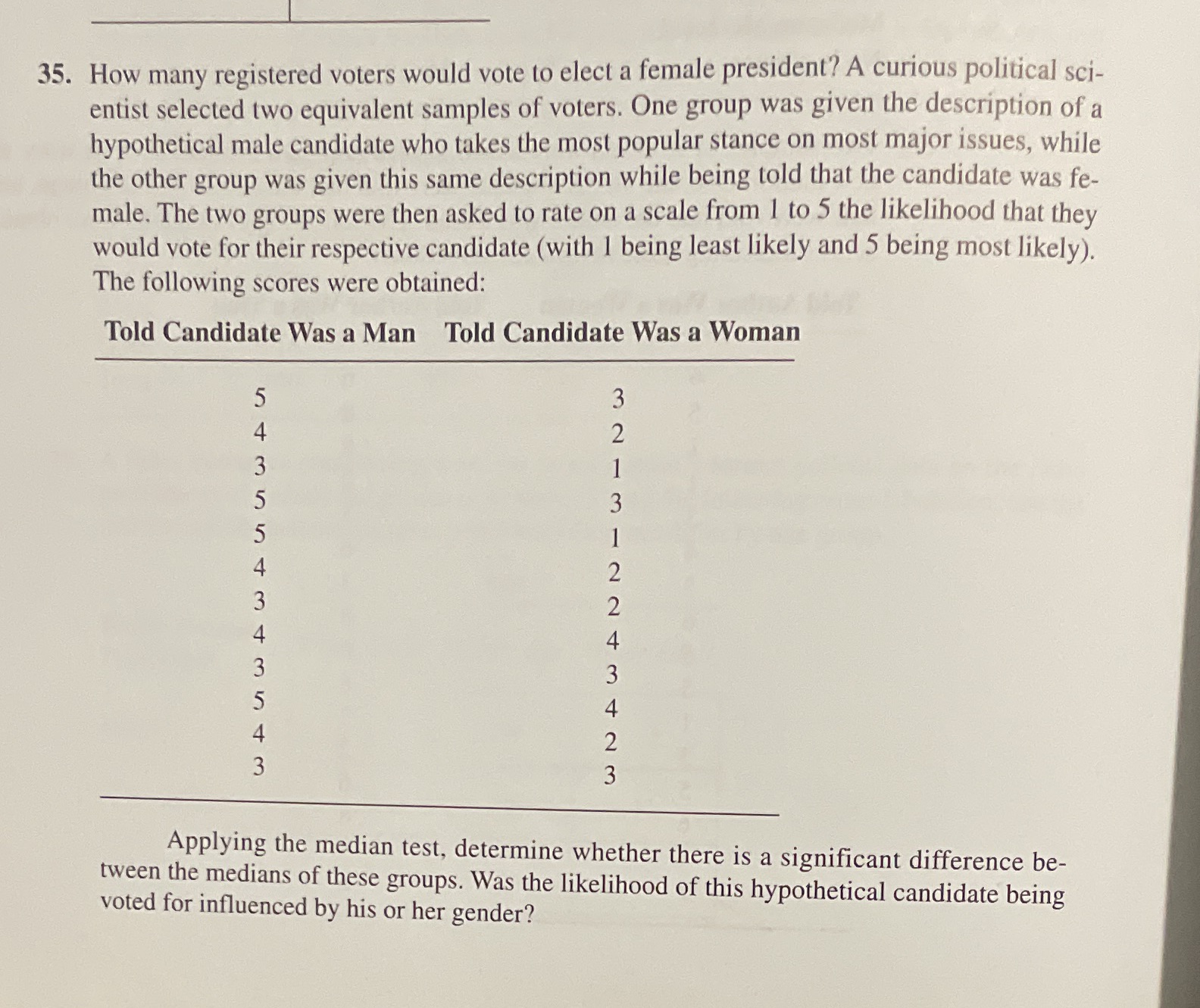 Chapter 9 Nonparametric Test of Significance. Need help solving problem by showing