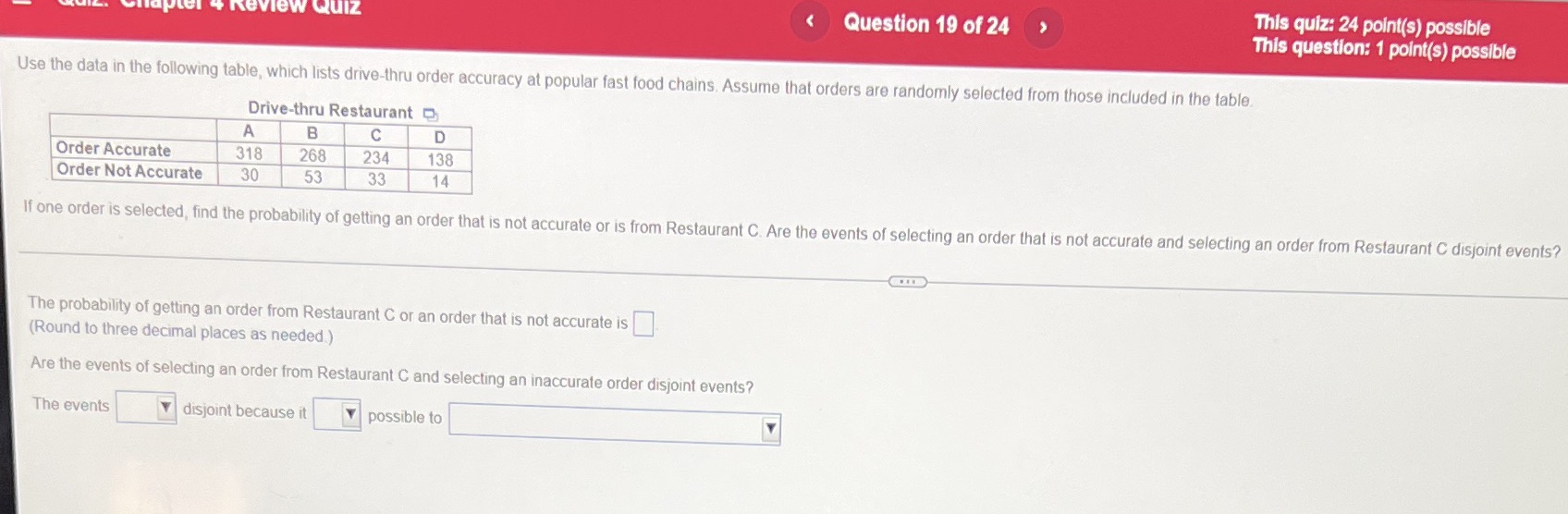 AUVWW IZ. 24 pent(s) possible Question 19 of 24 ms question: 1