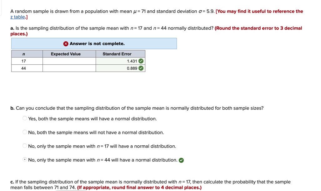 distributed with n =17. then calculate the probability that the sample mean