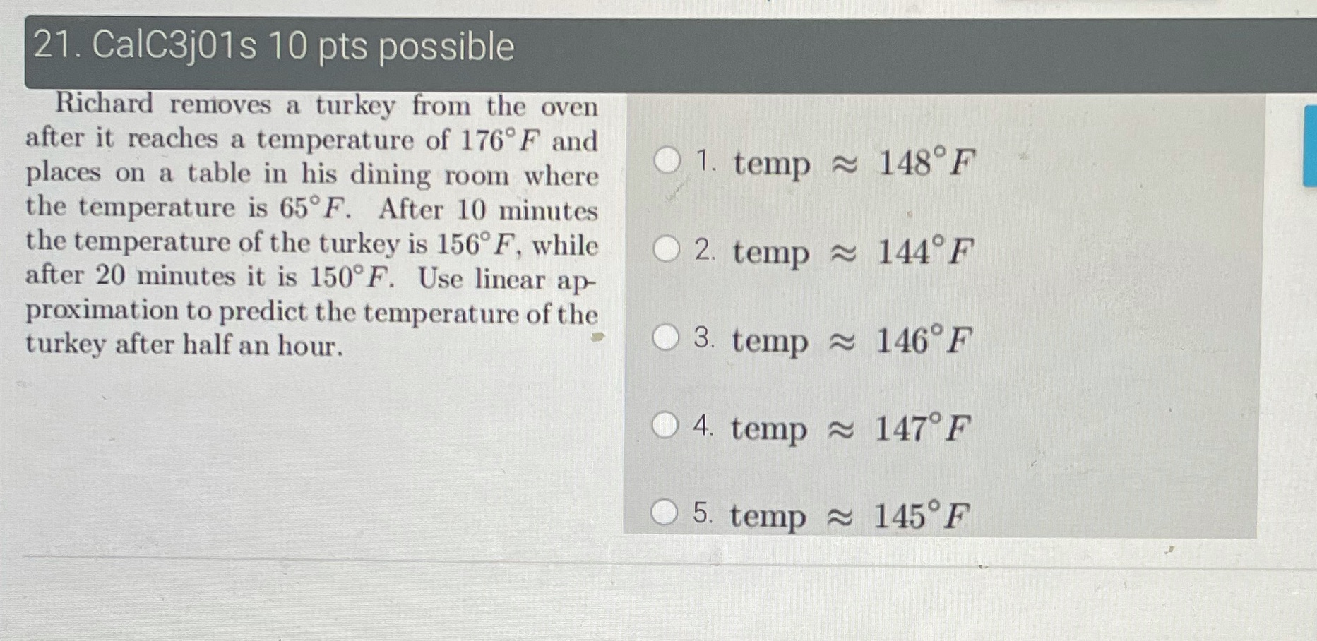 How do I solve for temp 21. CalC3j01s 10 pts possible Richard