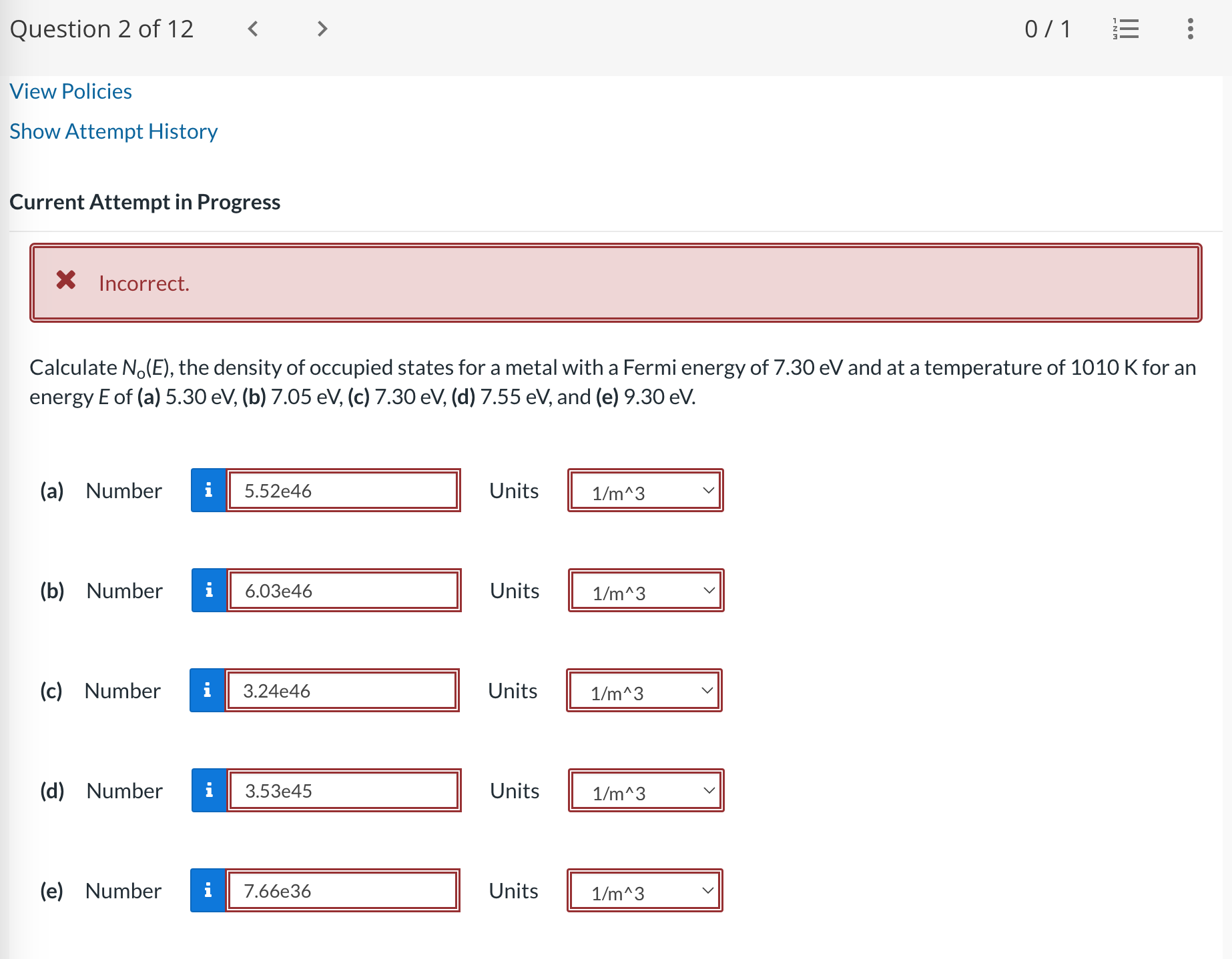 Question 2 of 12 View Policies Show Attempt History Current Attempt in
