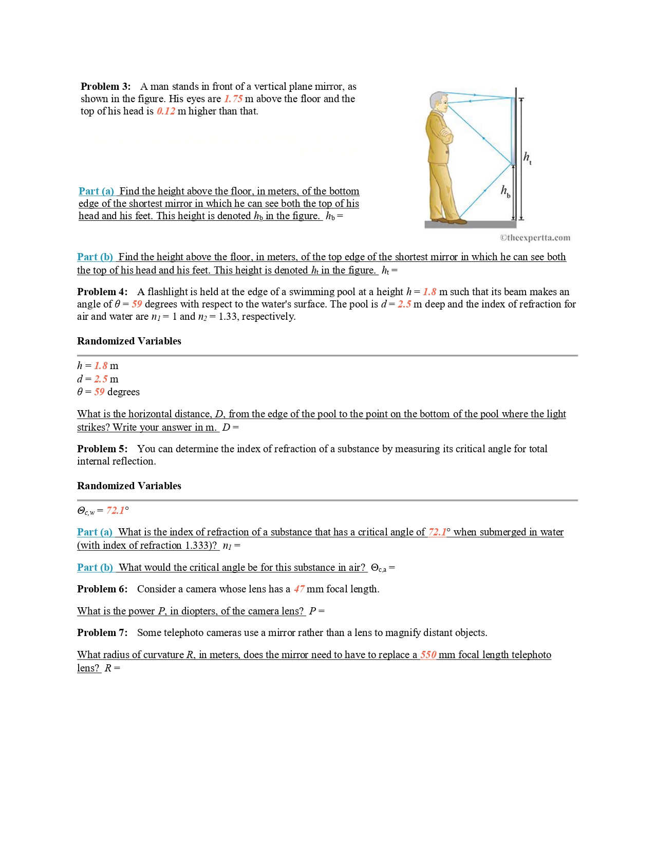  Problem 3: A man stands in front of a vertical plane