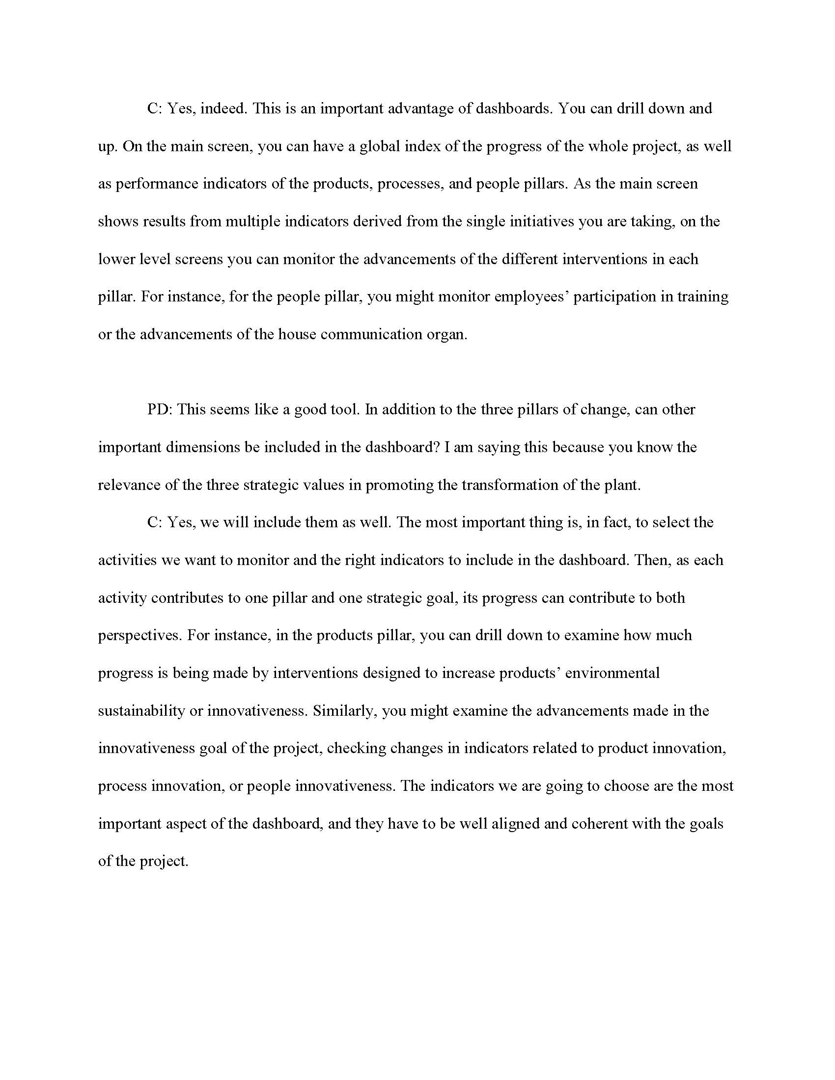 other plant employees? Why? And which ones?? Which (main) indicators would you