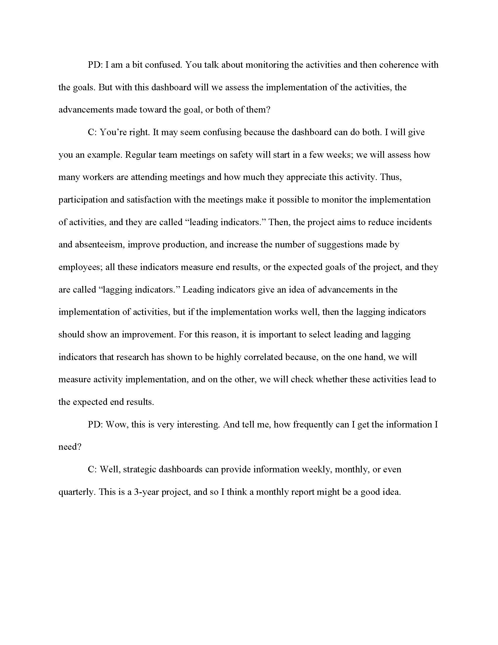 include in the dashboard?? What, in your opinion, would distinguish this dashboard