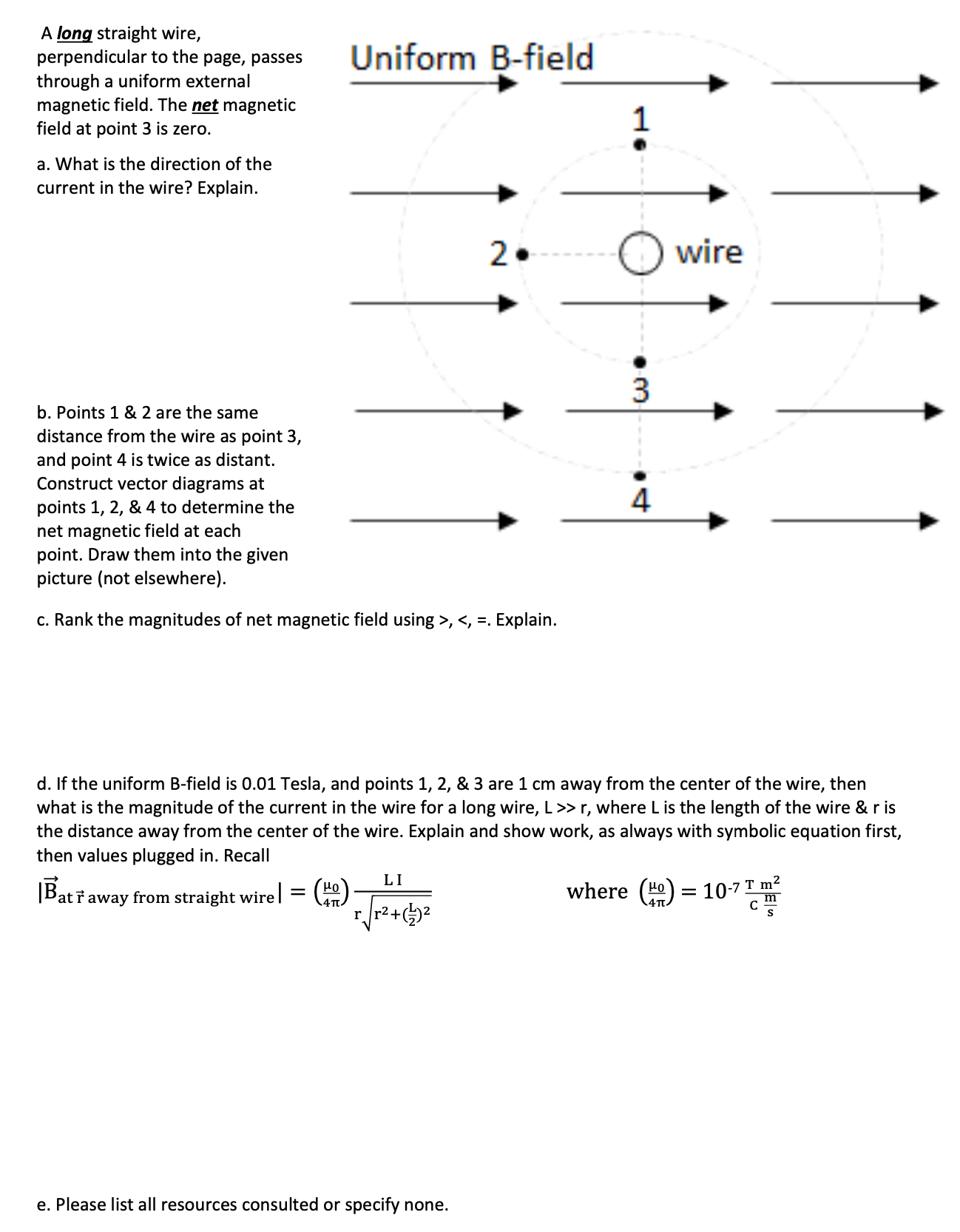  A Jong straight wire, perpendicular to the page, passes through a
