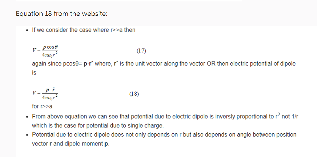 Equation 18 from the website: |If we consider the case where