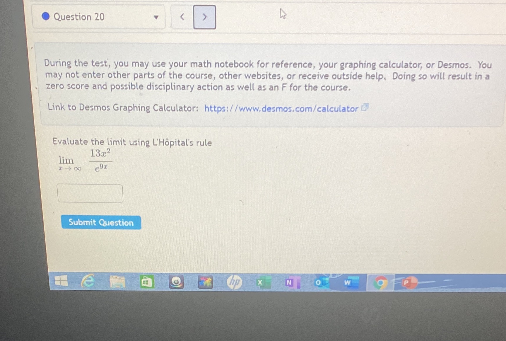 Question 20 During the test, you may use your math notebook