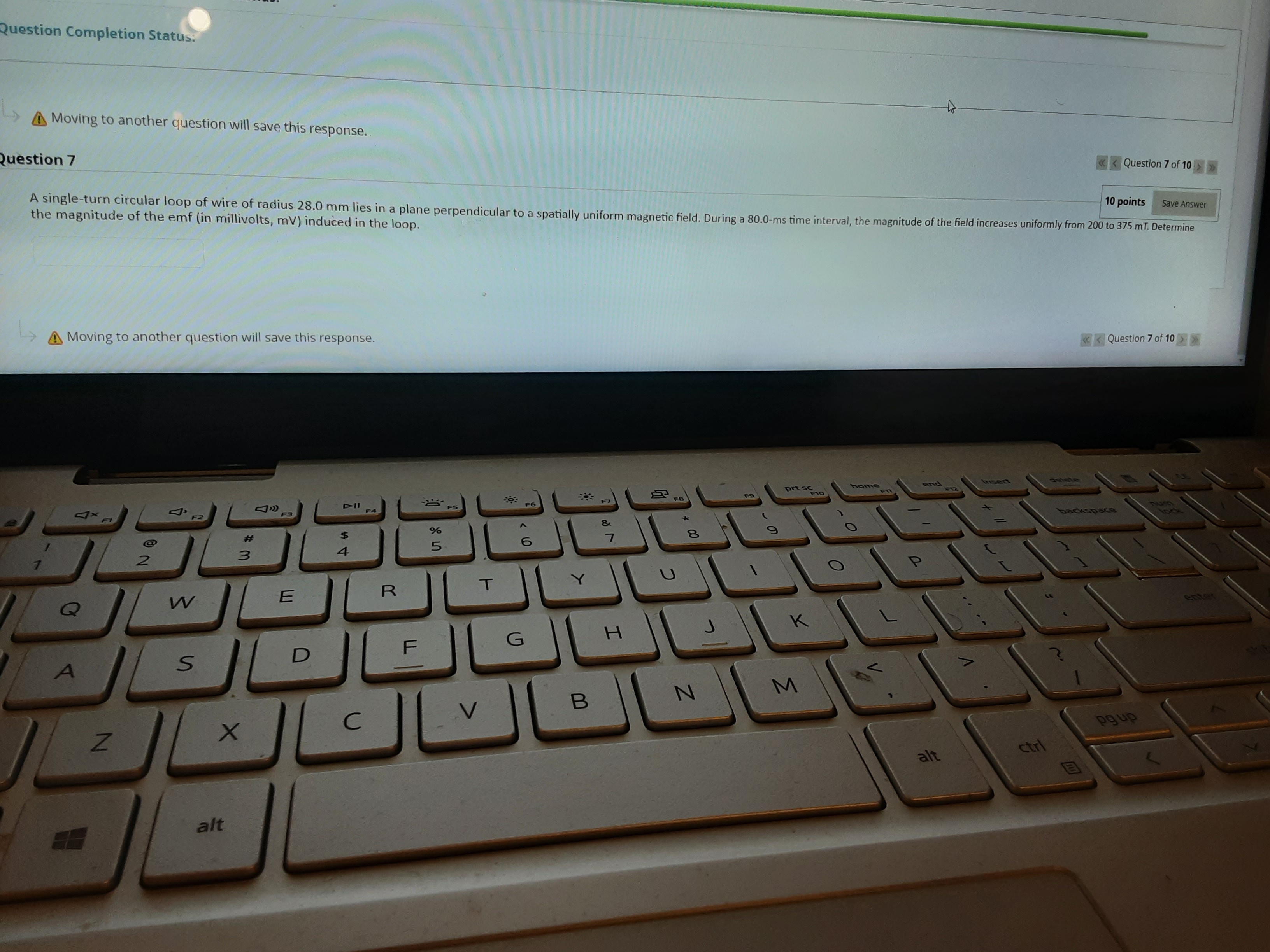 Question Completion Status: Moving to another question will save this response.