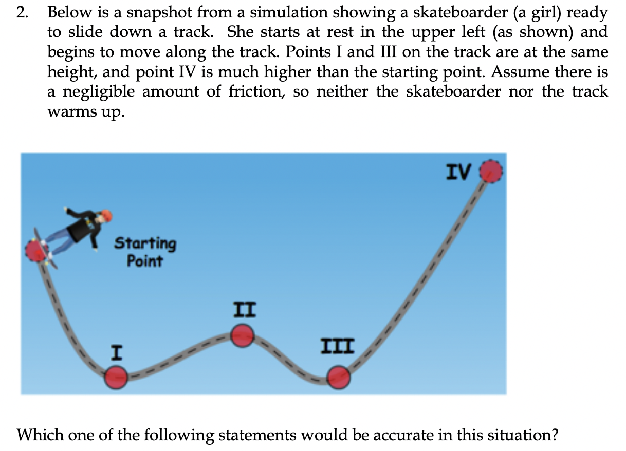 2. Below is a snapshot from a simulation showing a skateboarder
