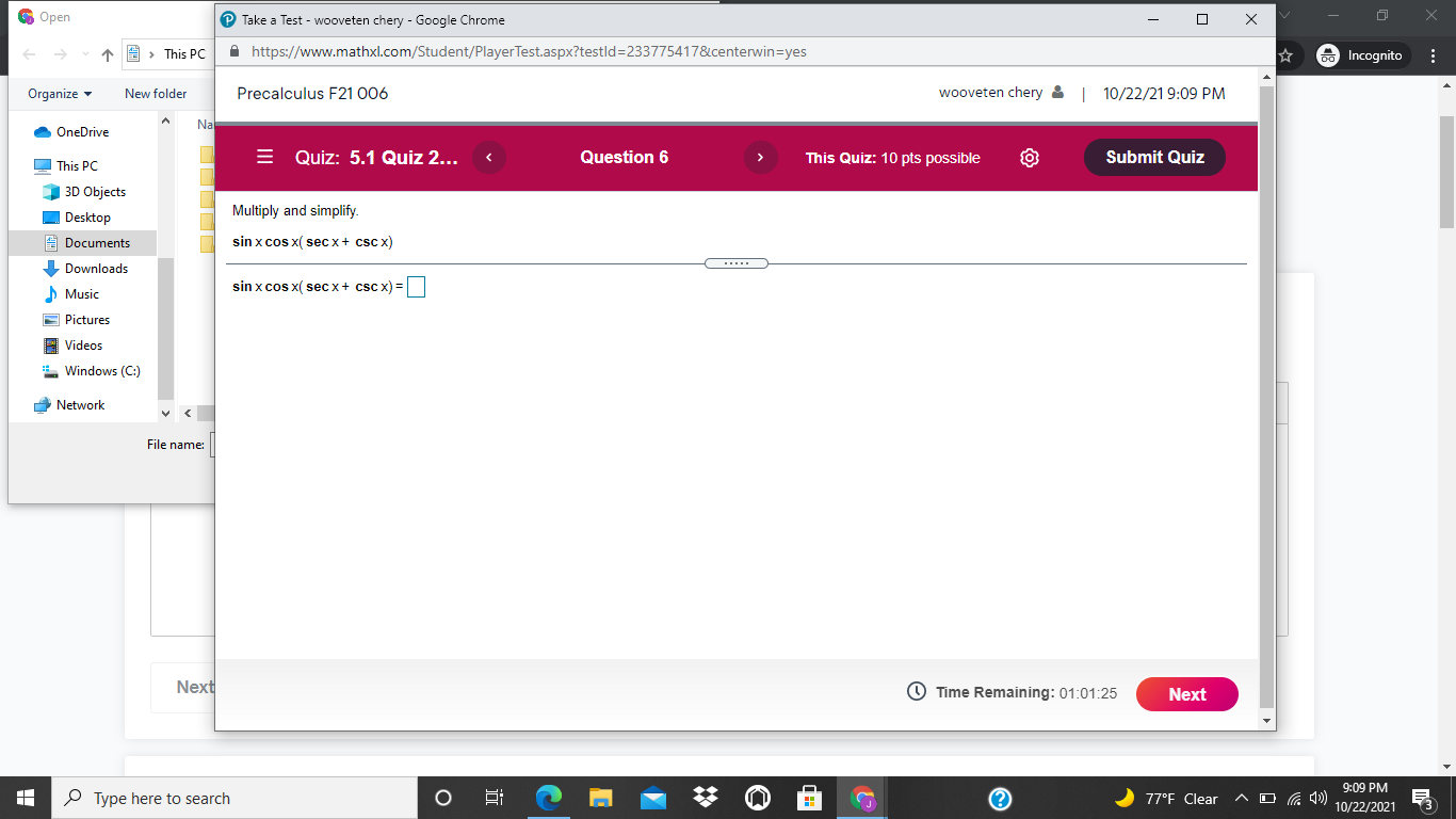  Open Take a Test - wooveten chery - Google Chrome X